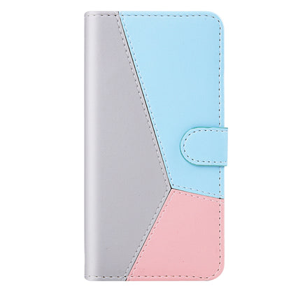 ELECTROPRIME For iPhone 15 Tricolor Stitching Horizontal Flip Leather Phone Case(Grey)