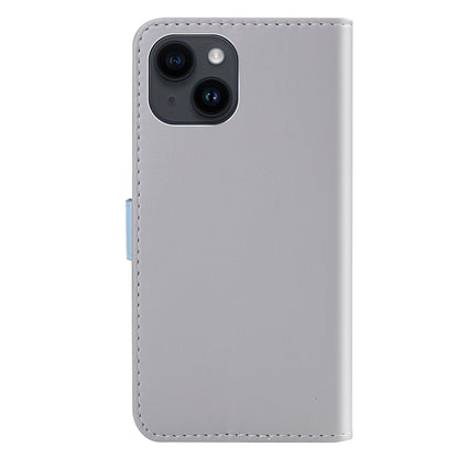 ELECTROPRIME For iPhone 15 Tricolor Stitching Horizontal Flip Leather Phone Case(Grey)