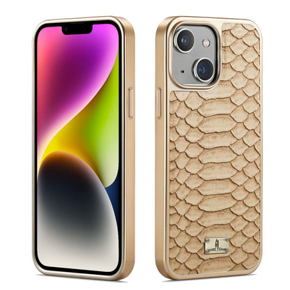 ELECTROPRIME For iPhone 15 Fierre Shann Python Texture Electroplating PU Phone Case(White)