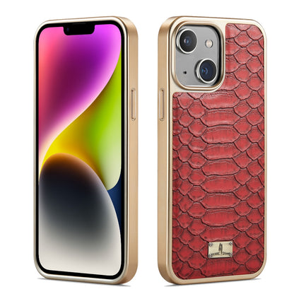 ELECTROPRIME For iPhone 15 Fierre Shann Python Texture Electroplating PU Phone Case(Red)