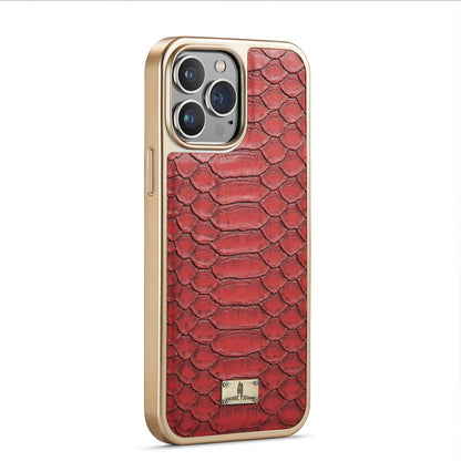 ELECTROPRIME For iPhone 15 Fierre Shann Python Texture Electroplating PU Phone Case(Red)