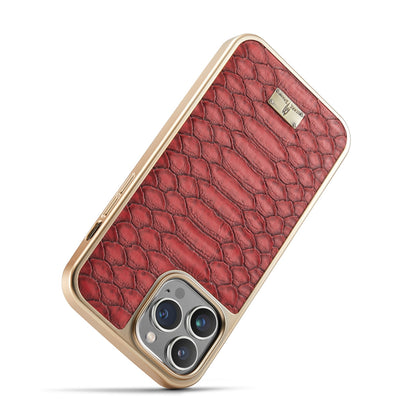 ELECTROPRIME For iPhone 15 Fierre Shann Python Texture Electroplating PU Phone Case(Red)