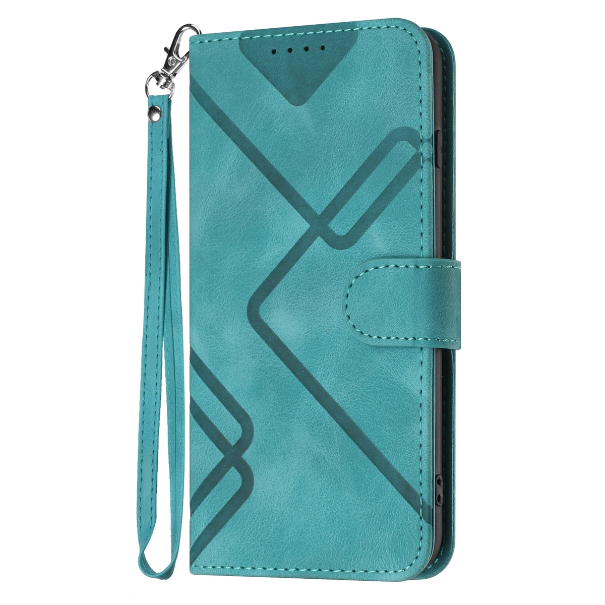 ELECTROPRIME For iPhone 15 Line Pattern Skin Feel Leather Phone Case(Light Blue)