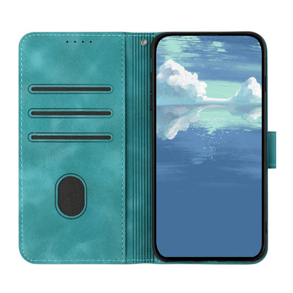 ELECTROPRIME For iPhone 15 Line Pattern Skin Feel Leather Phone Case(Light Blue)