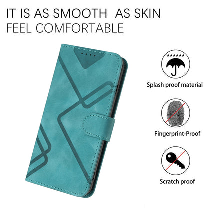 ELECTROPRIME For iPhone 15 Line Pattern Skin Feel Leather Phone Case(Light Blue)