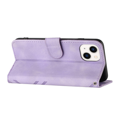 ELECTROPRIME For iPhone 15 Line Pattern Skin Feel Leather Phone Case(Light Purple)