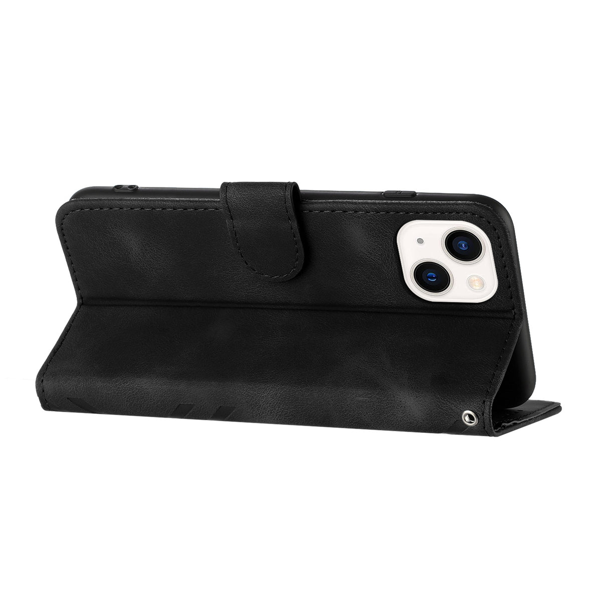 ELECTROPRIME For iPhone 15 Line Pattern Skin Feel Leather Phone Case(Black)