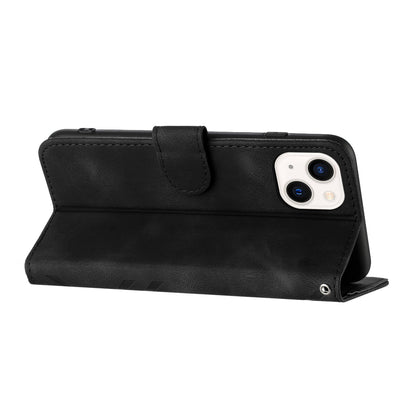 ELECTROPRIME For iPhone 15 Line Pattern Skin Feel Leather Phone Case(Black)