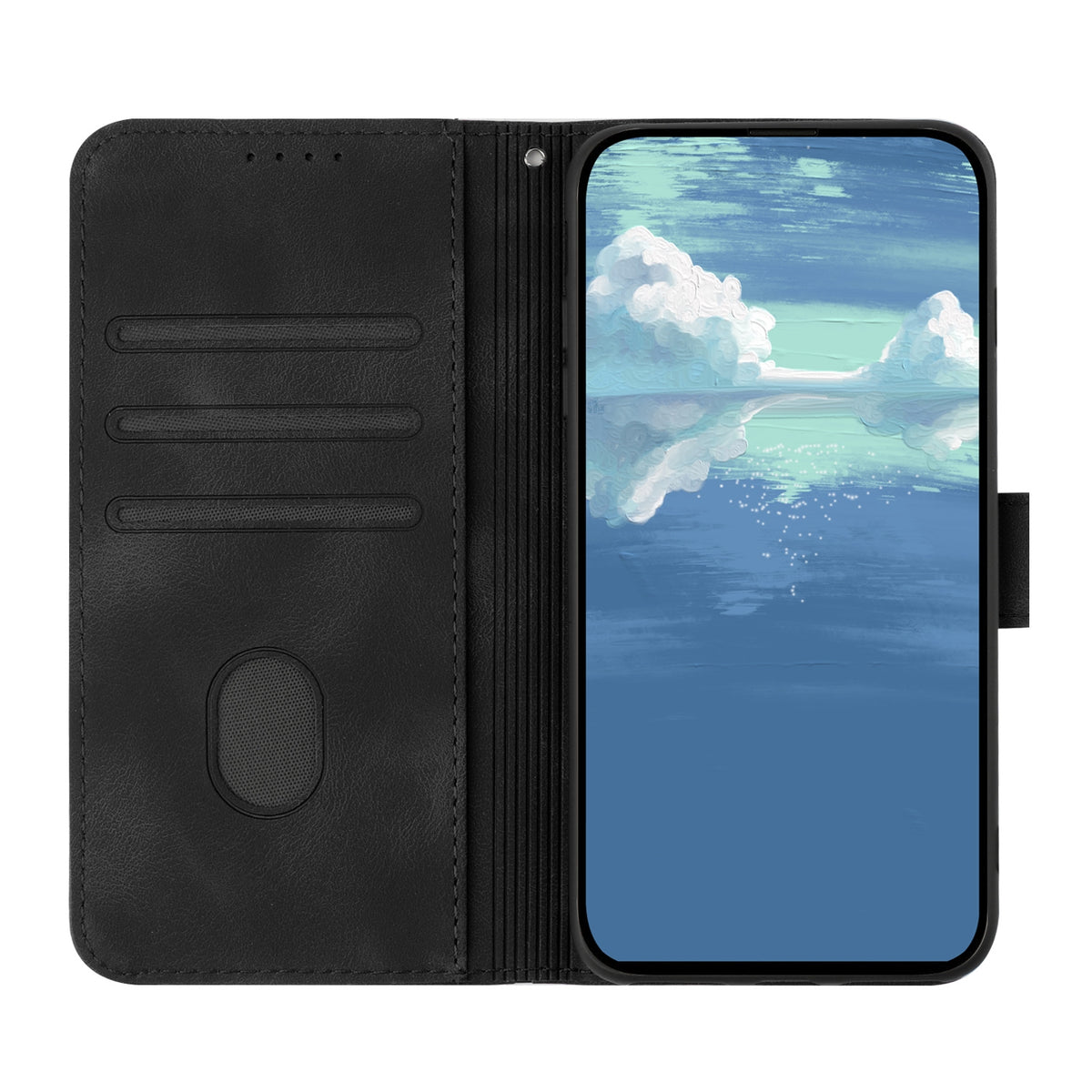 ELECTROPRIME For iPhone 15 Line Pattern Skin Feel Leather Phone Case(Black)