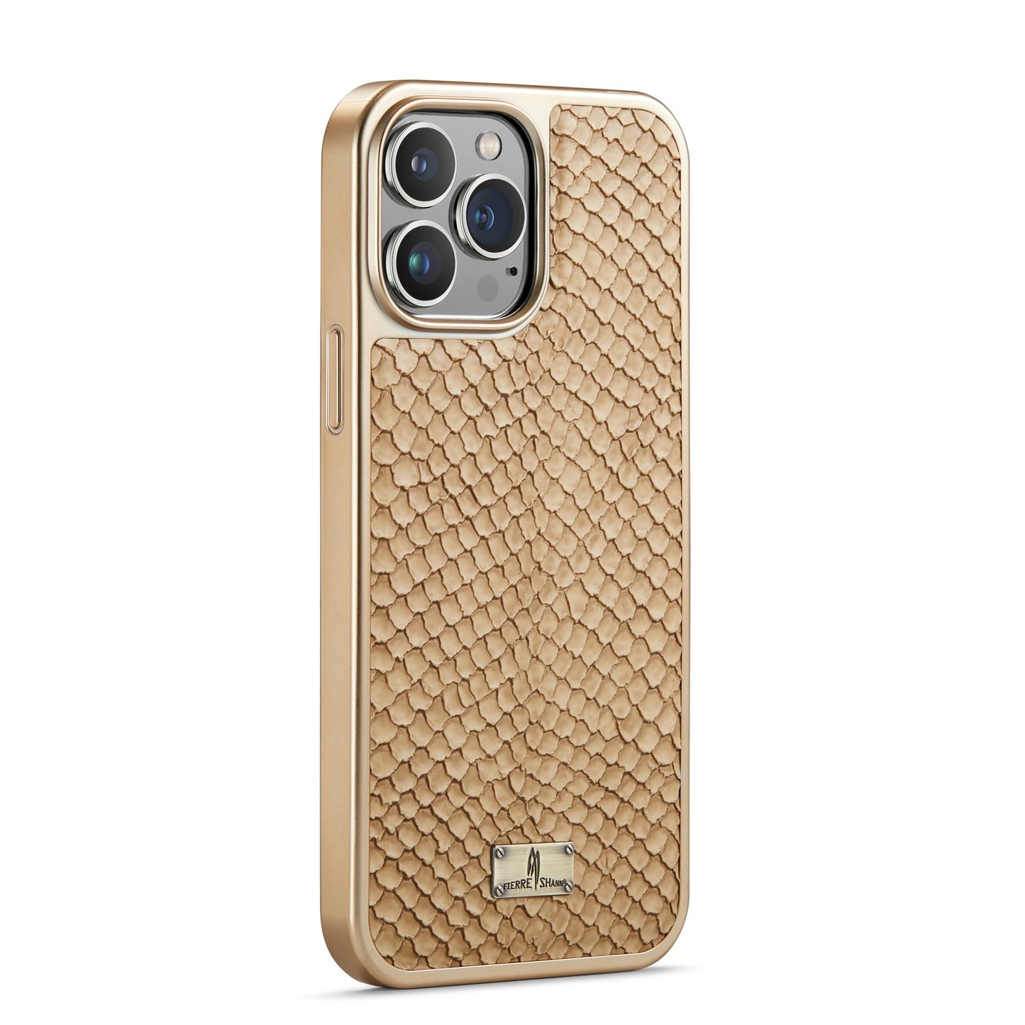 ELECTROPRIME For iPhone 15 Fierre Shann Snake Texture Electroplating PU Phone Case(White)