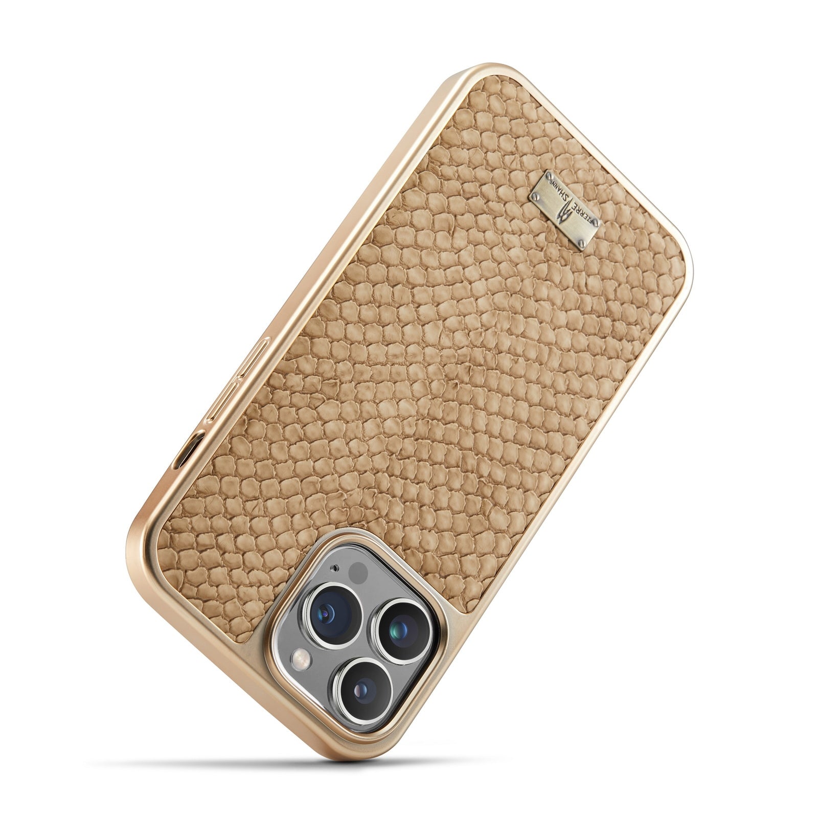 ELECTROPRIME For iPhone 15 Fierre Shann Snake Texture Electroplating PU Phone Case(White)