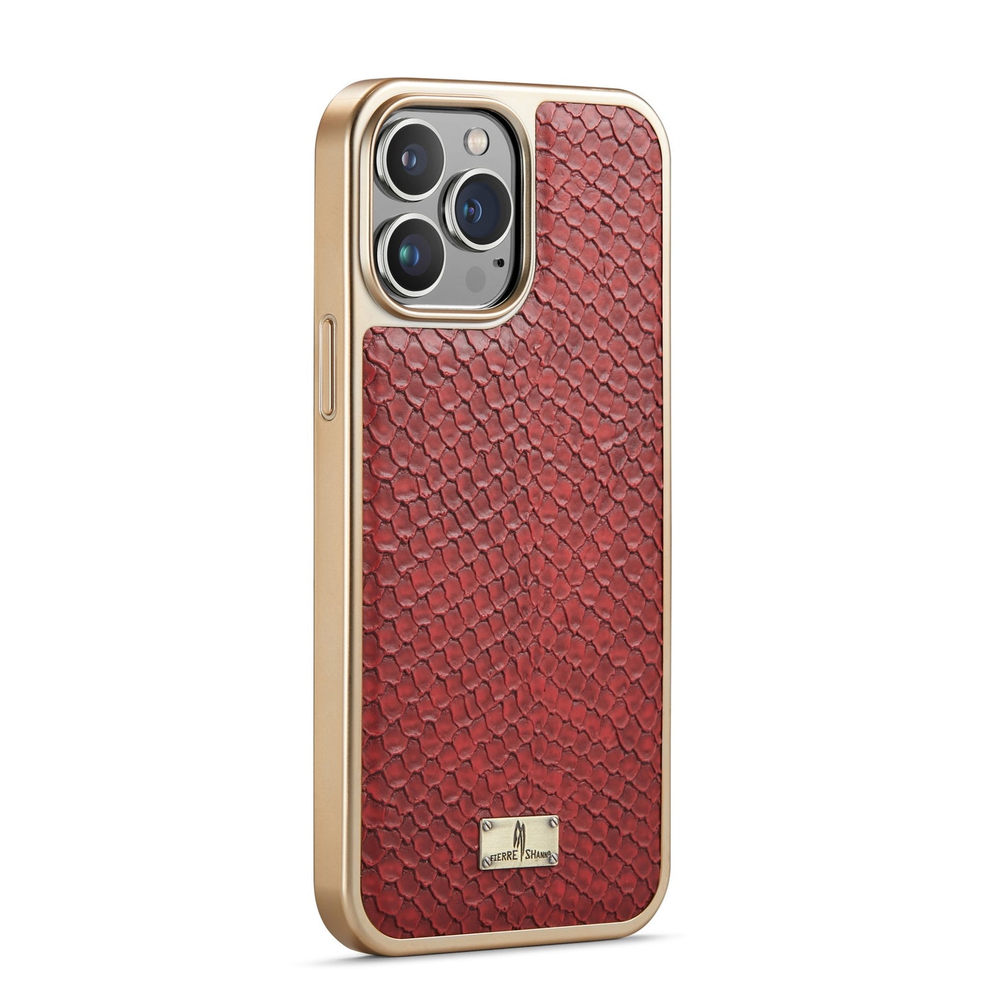 ELECTROPRIME For iPhone 15 Fierre Shann Snake Texture Electroplating PU Phone Case(Red)