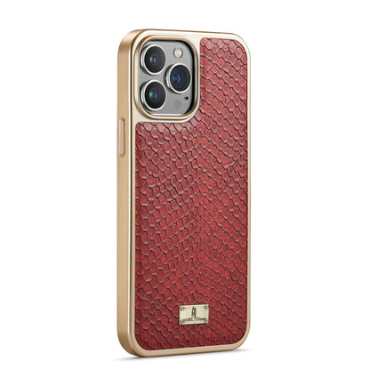 ELECTROPRIME For iPhone 15 Fierre Shann Snake Texture Electroplating PU Phone Case(Red)