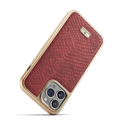 ELECTROPRIME For iPhone 15 Fierre Shann Snake Texture Electroplating PU Phone Case(Red)