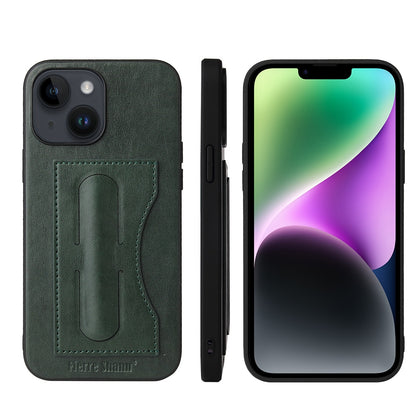 ELECTROPRIME For iPhone 15 Fierre Shann Holder Back Cover PU Phone Case(Green)
