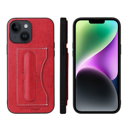 ELECTROPRIME For iPhone 15 Fierre Shann Holder Back Cover PU Phone Case(Red)