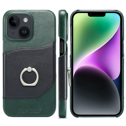 ELECTROPRIME For iPhone 15 Plus Fierre Shann Oil Wax Texture Genuine Leather Back Cover Phone Case(Black)