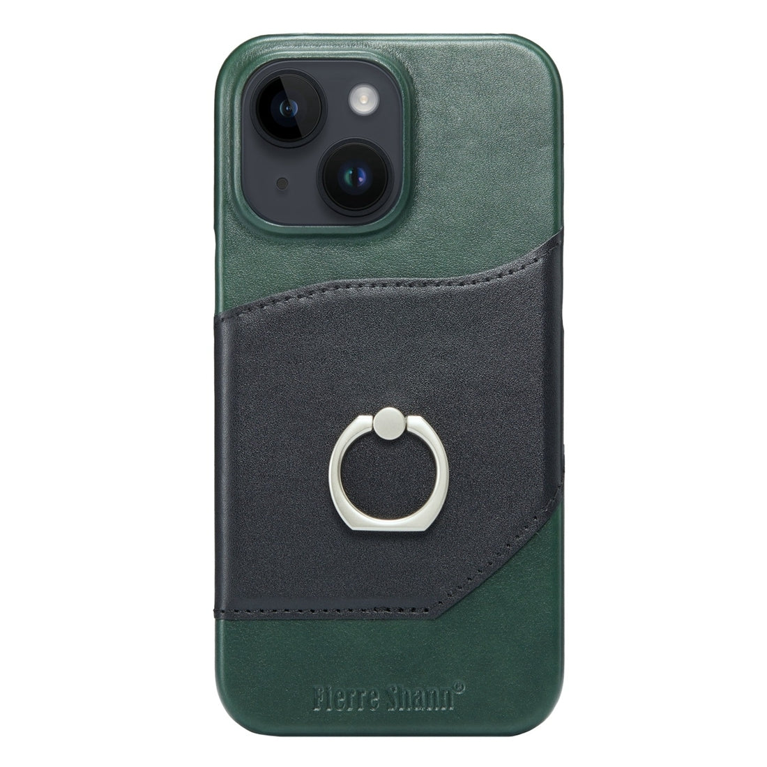 ELECTROPRIME For iPhone 15 Plus Fierre Shann Oil Wax Texture Genuine Leather Back Cover Phone Case(Black)