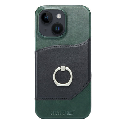 ELECTROPRIME For iPhone 15 Plus Fierre Shann Oil Wax Texture Genuine Leather Back Cover Phone Case(Black)