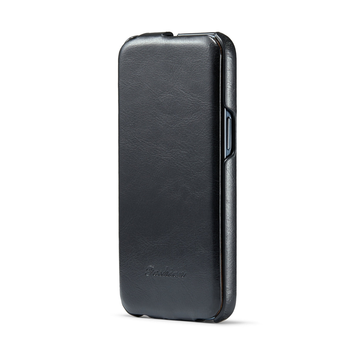 ELECTROPRIME For iPhone 15 Plus Fierre Shann Oil Wax Texture Vertical Flip PU Phone Case(Black)