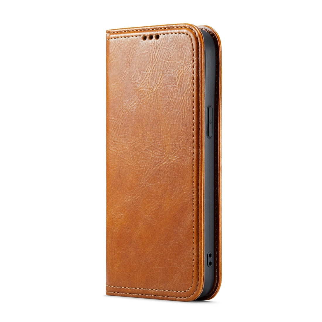 ELECTROPRIME For iPhone 15 Plus Fierre Shann Vintage Bark Texture Wallet Leather Phone Case(Khaki)