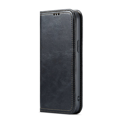 ELECTROPRIME For iPhone 15 Fierre Shann Vintage Bark Texture Wallet Leather Phone Case(Black)