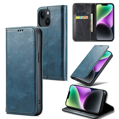 ELECTROPRIME For iPhone 15 Fierre Shann Vintage Bark Texture Wallet Leather Phone Case(Green)