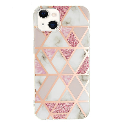 ELECTROPRIME Electroplating Soft TPU Phone Case For iPhone 15(Pink White Rhombus)
