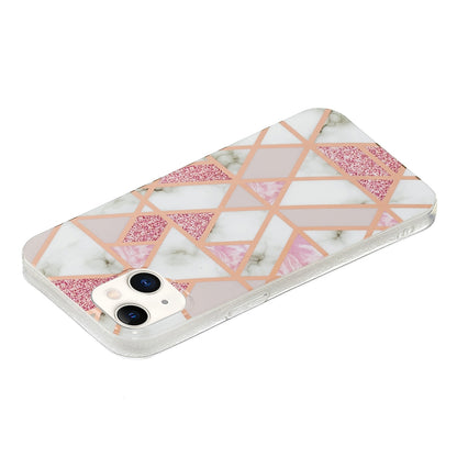 ELECTROPRIME Electroplating Soft TPU Phone Case For iPhone 15(Pink White Rhombus)