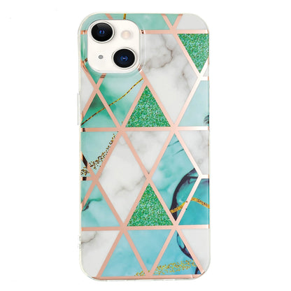 ELECTROPRIME Electroplating Soft TPU Phone Case For iPhone 15(Green White Rhombus)