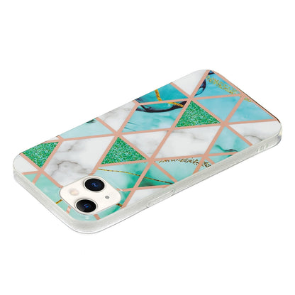 ELECTROPRIME Electroplating Soft TPU Phone Case For iPhone 15(Green White Rhombus)