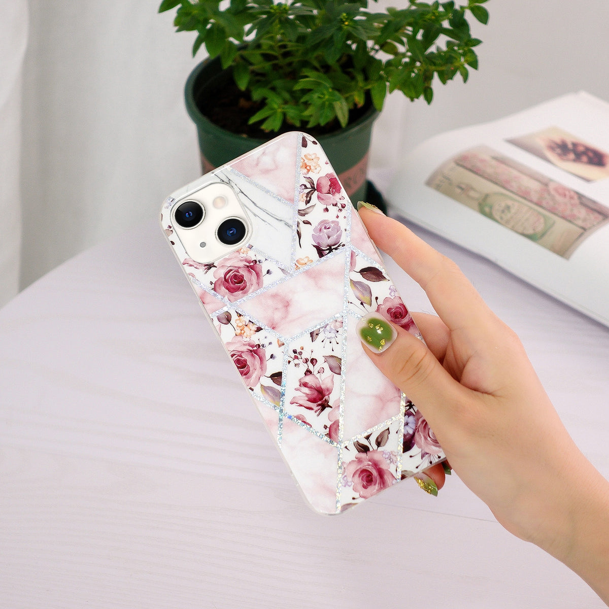 ELECTROPRIME Electroplating Soft TPU Phone Case For iPhone 15(Rose)