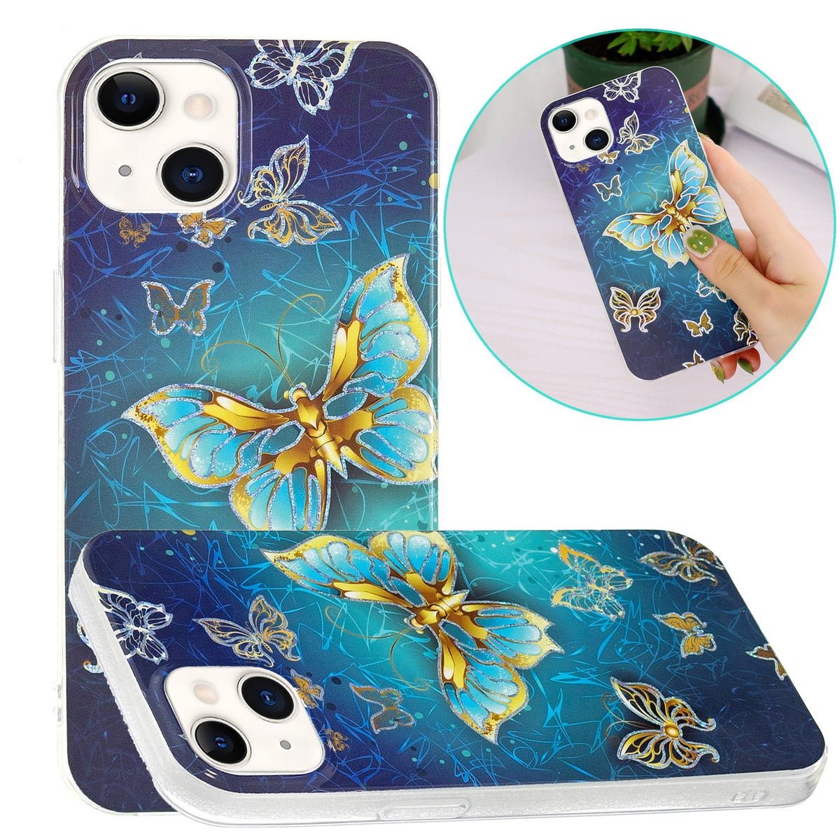 ELECTROPRIME Electroplating Soft TPU Phone Case For iPhone 15(Butterflies)