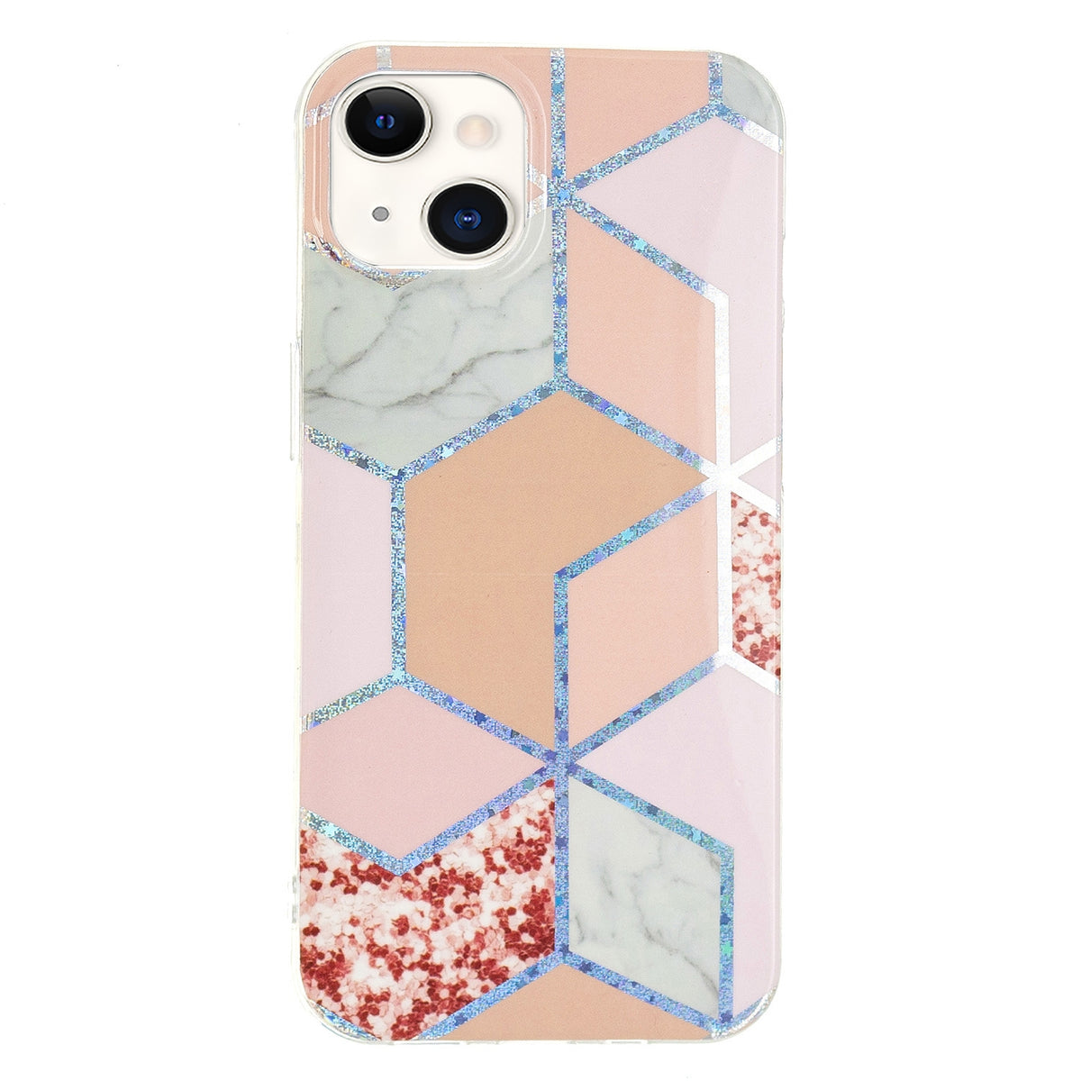 ELECTROPRIME Electroplating Soft TPU Phone Case For iPhone 15(Pink Rhombus)
