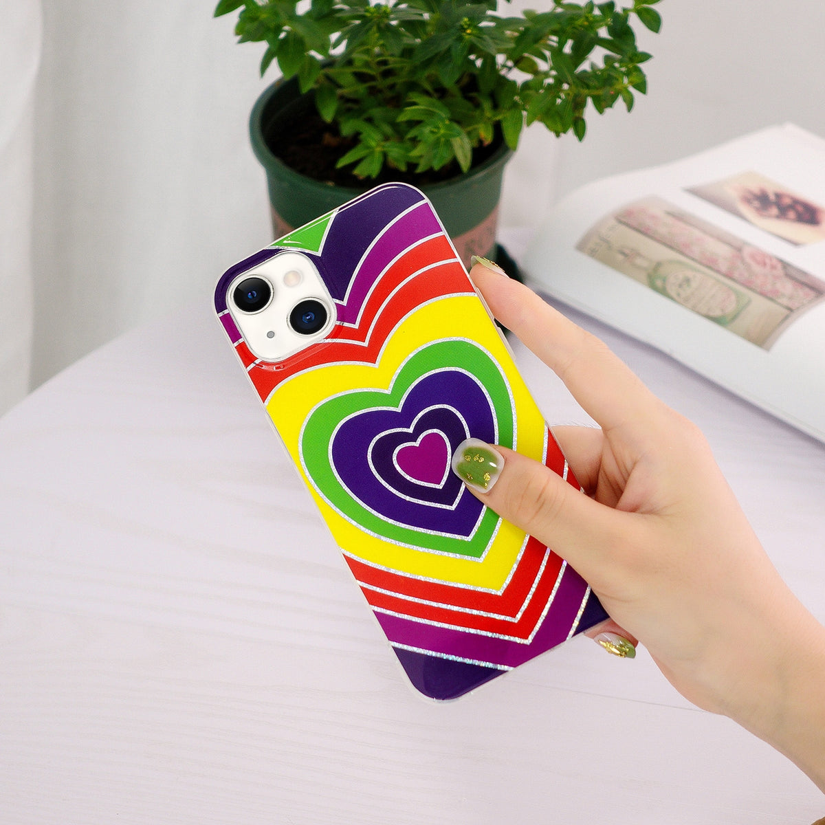 ELECTROPRIME Electroplating Soft TPU Phone Case For iPhone 15(Love Heart)