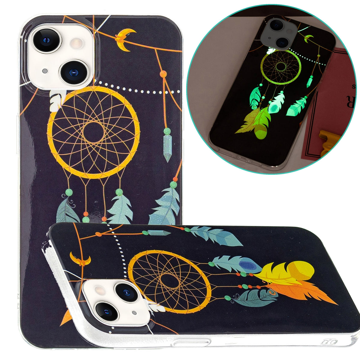 ELECTROPRIME For iPhone 15 Plus Electroplating Soft TPU Phone Case(Black Wind Chimes)