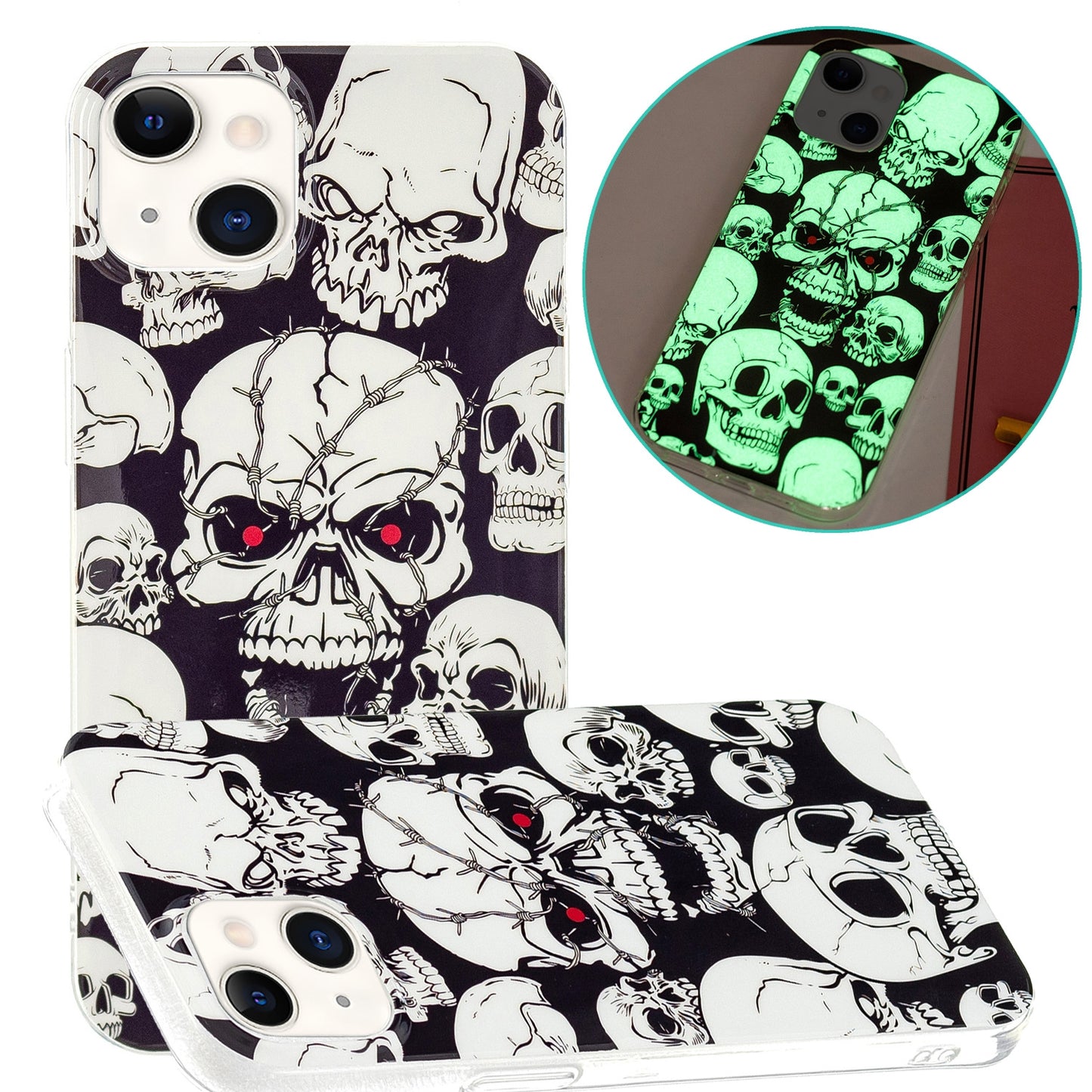ELECTROPRIME For iPhone 15 Electroplating Soft TPU Phone Case(Skull)