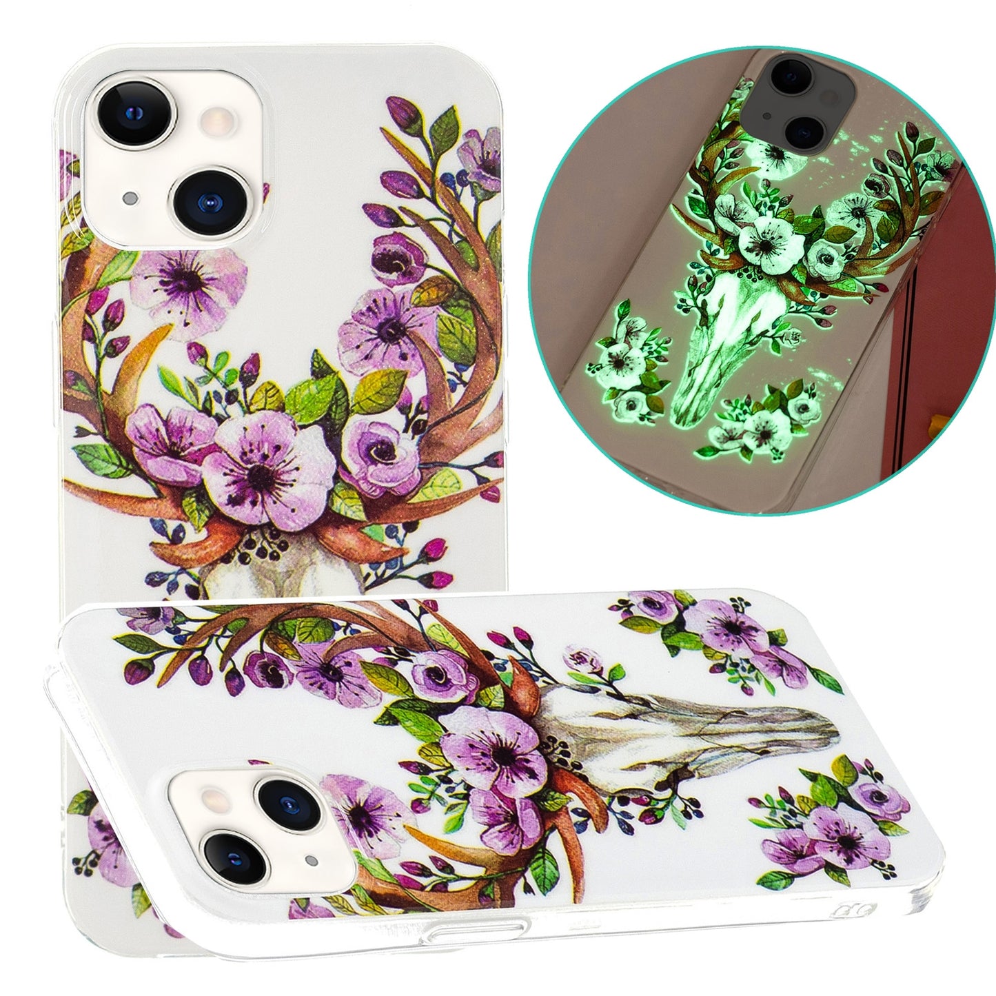 ELECTROPRIME For iPhone 15 Electroplating Soft TPU Phone Case(Flower Deer)
