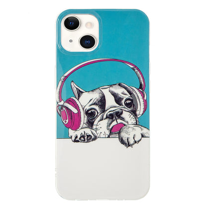 ELECTROPRIME For iPhone 15 Electroplating Soft TPU Phone Case(Headset Dog)