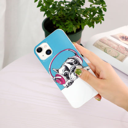 ELECTROPRIME For iPhone 15 Electroplating Soft TPU Phone Case(Headset Dog)