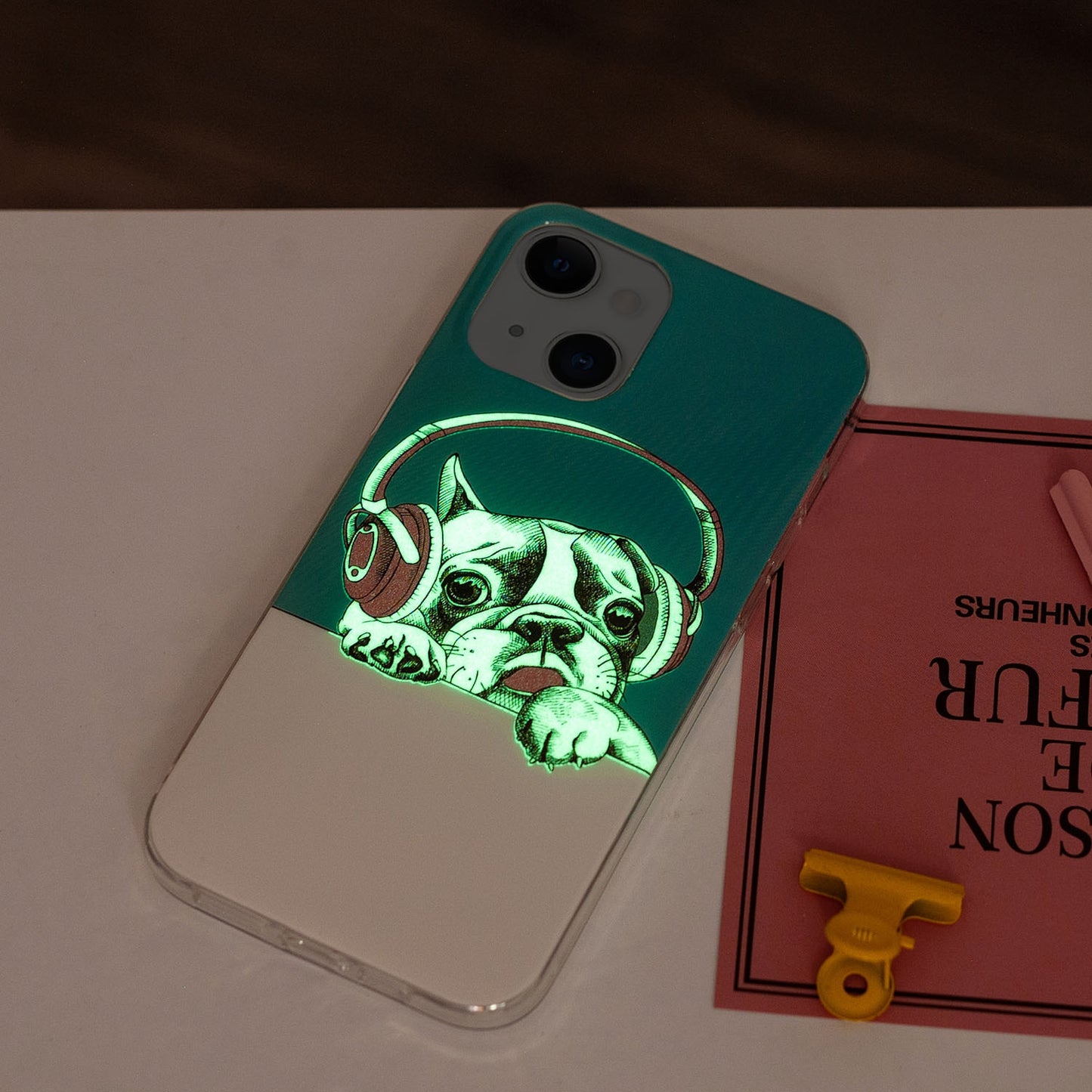 ELECTROPRIME For iPhone 15 Electroplating Soft TPU Phone Case(Headset Dog)