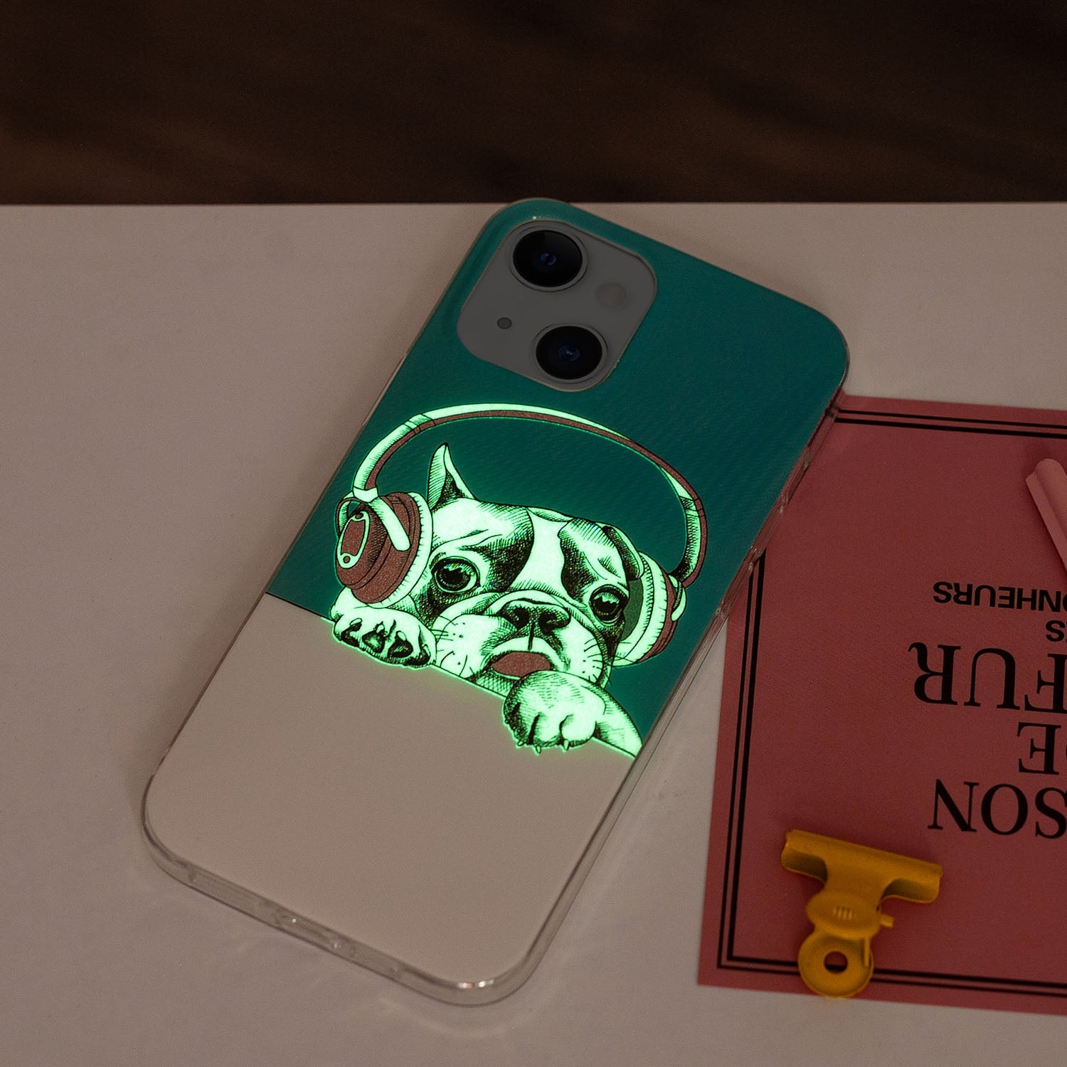 ELECTROPRIME For iPhone 15 Electroplating Soft TPU Phone Case(Headset Dog)