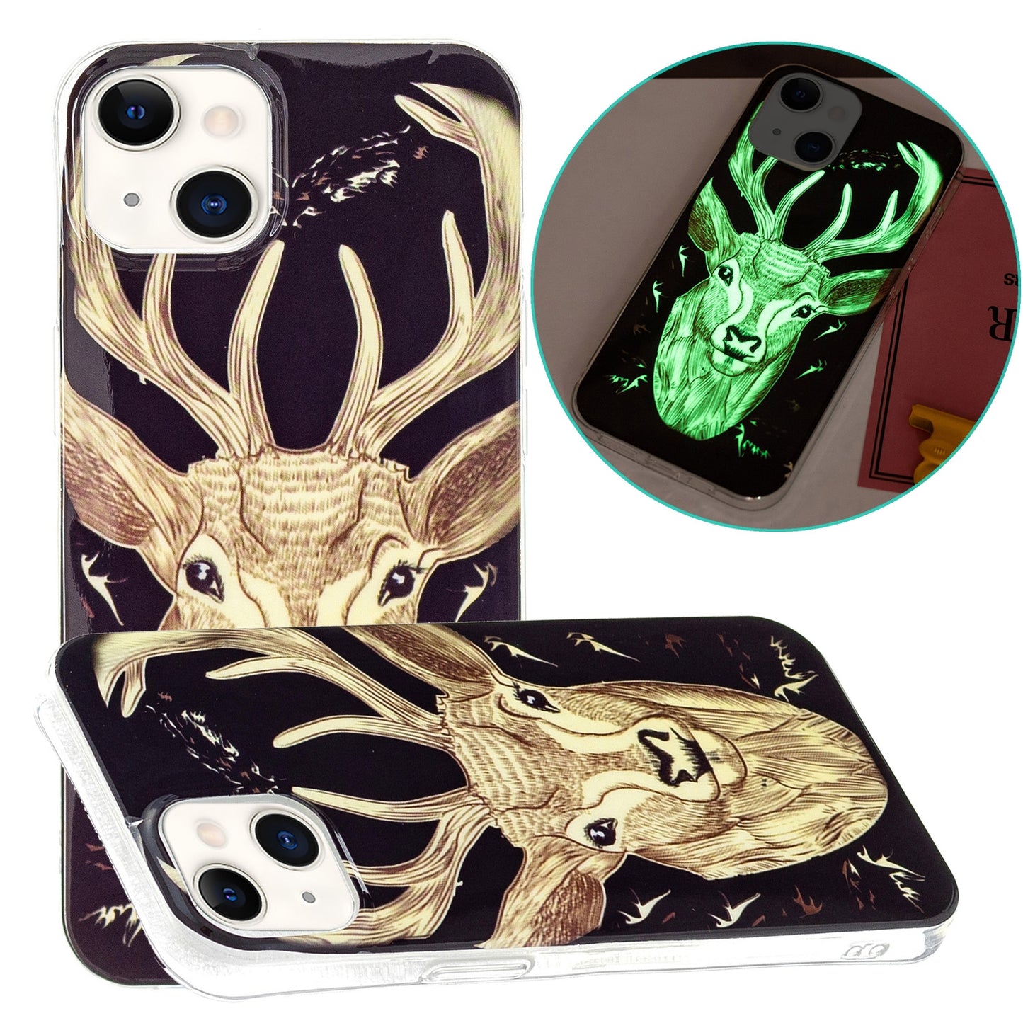 ELECTROPRIME For iPhone 15 Electroplating Soft TPU Phone Case(Deer Head)