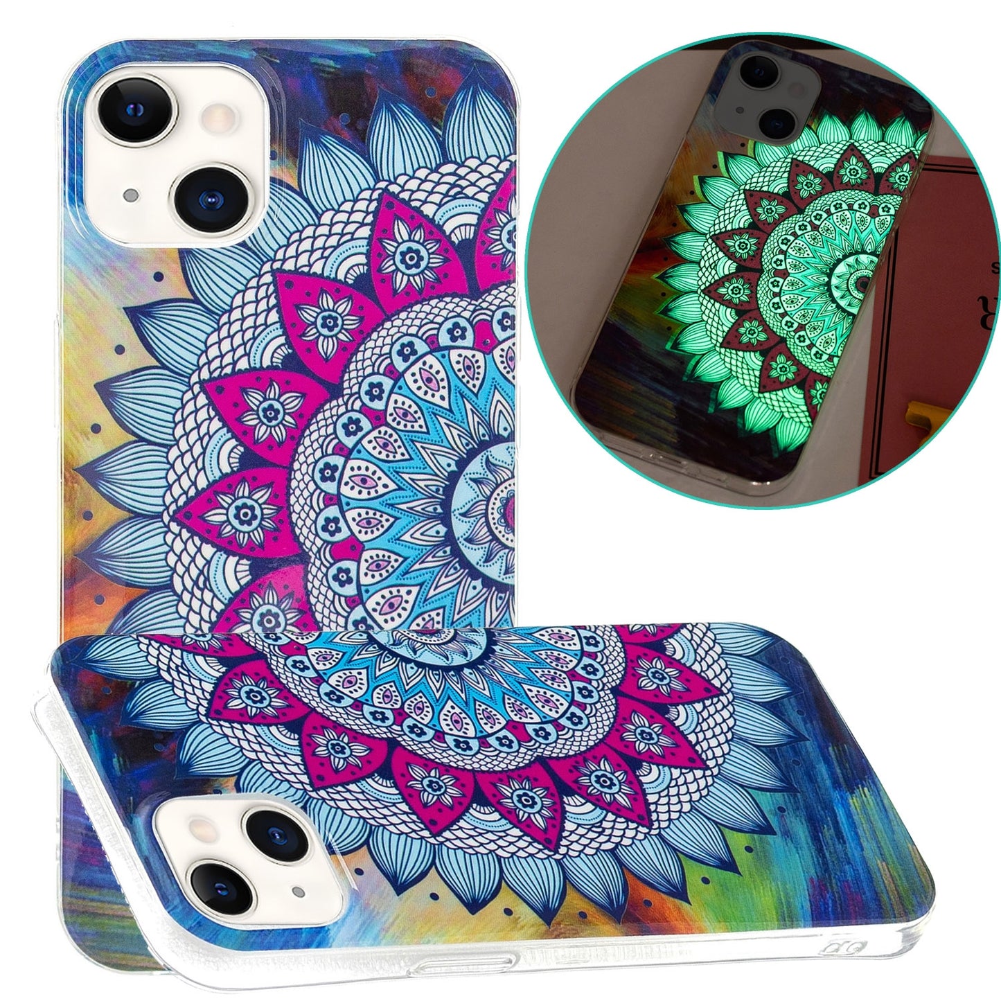 ELECTROPRIME For iPhone 15 Electroplating Soft TPU Phone Case(Half Flower)