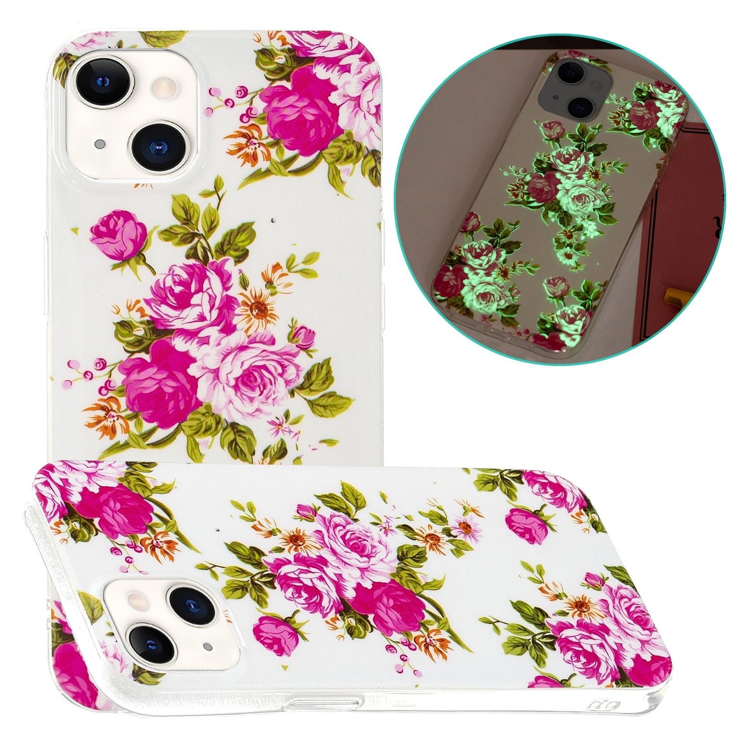 ELECTROPRIME For iPhone 15 Electroplating Soft TPU Phone Case(Rose Flower)