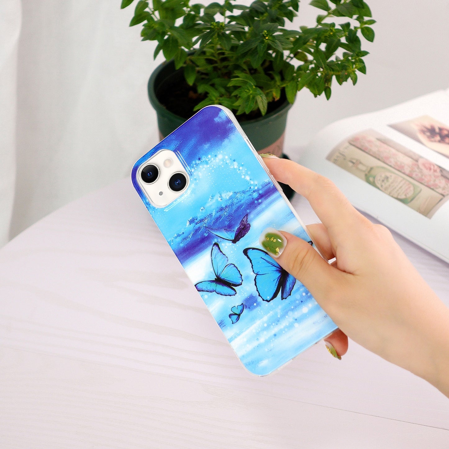 ELECTROPRIME For iPhone 15 Electroplating Soft TPU Phone Case(Butterflies)