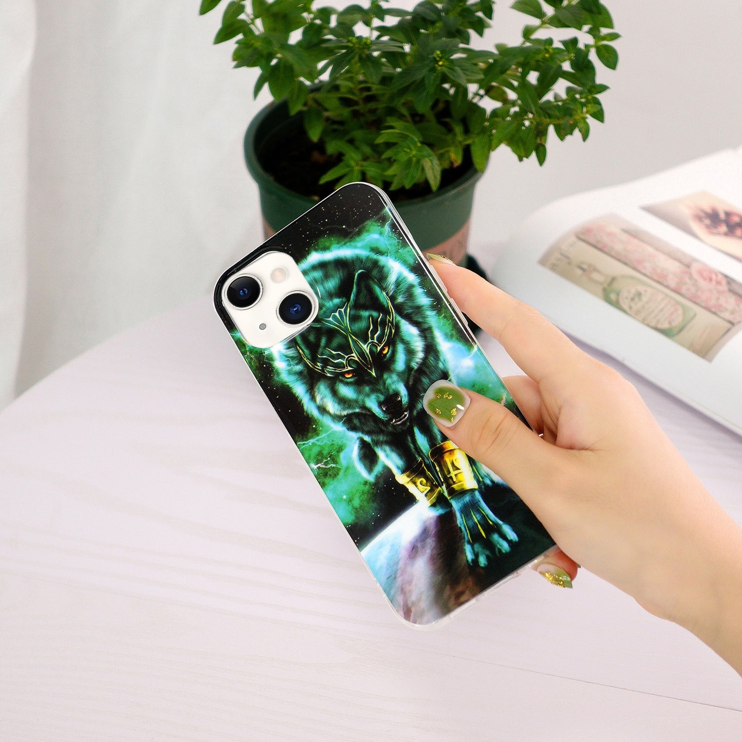 ELECTROPRIME For iPhone 15 Electroplating Soft TPU Phone Case(Fierce Wolf)