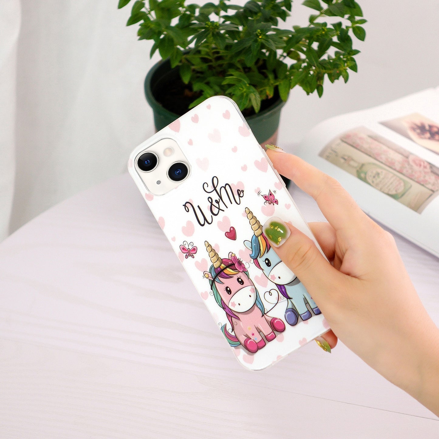 ELECTROPRIME For iPhone 15 Electroplating Soft TPU Phone Case(Couple Unicorn)