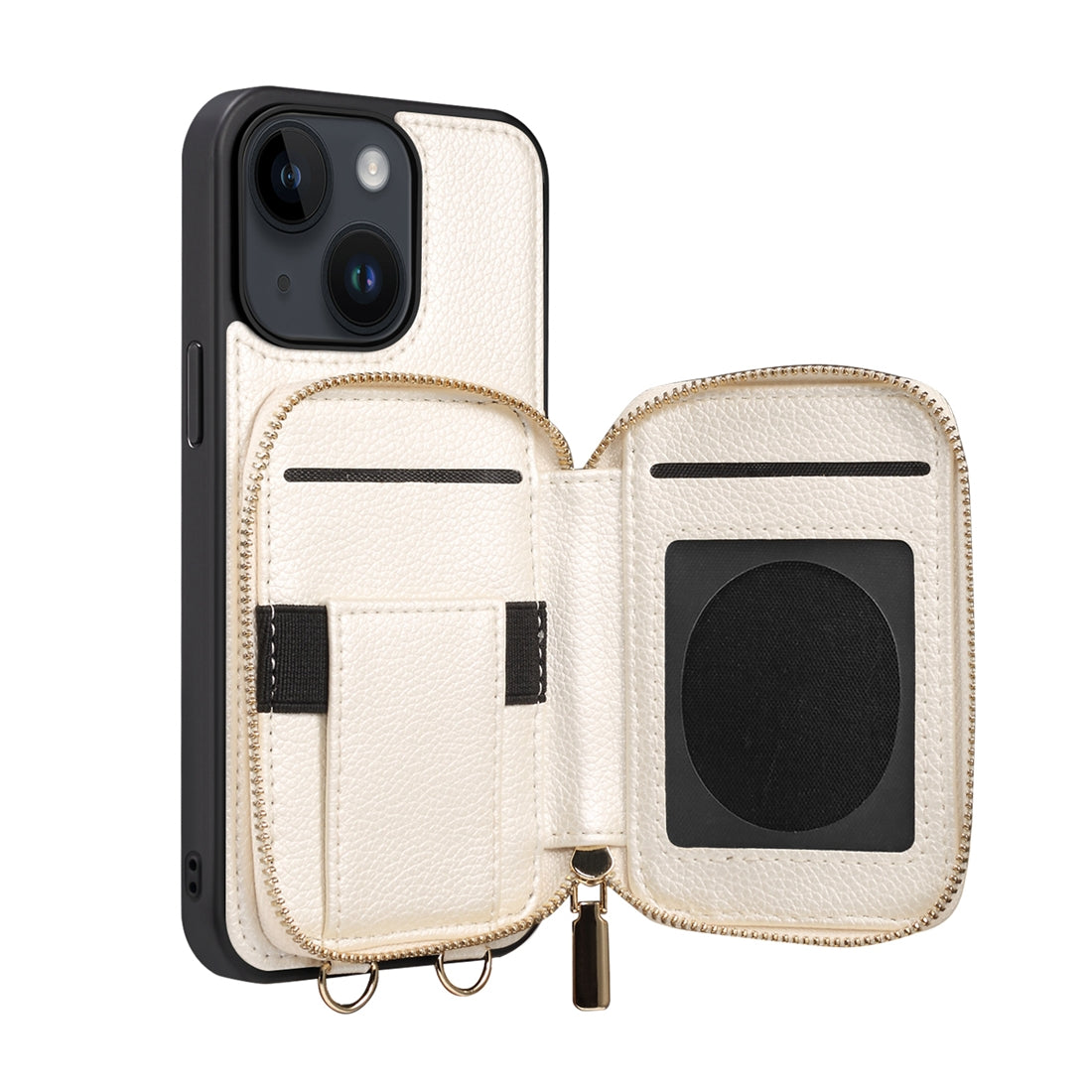 ELECTROPRIME For iPhone 15 Zipper Card Slot Phone Case(White)