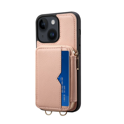 ELECTROPRIME For iPhone 15 Zipper Card Slot Phone Case(Pink)